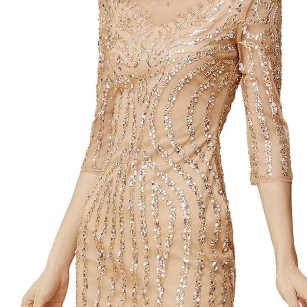 Elegant Sequin Beige Gatsby Dress ✨